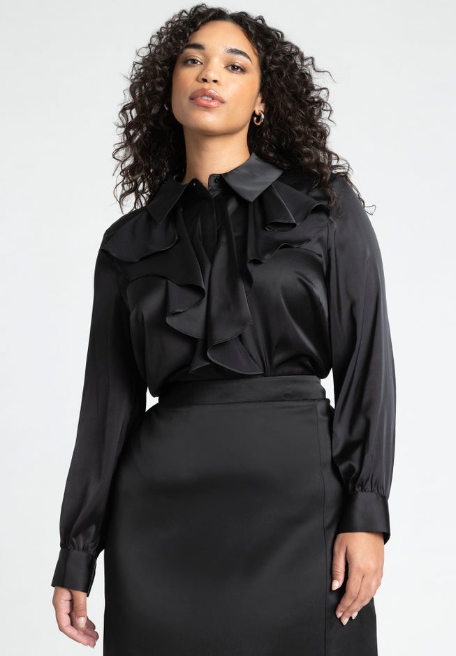Flounce Front Button Down Top image number null