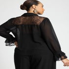 Lace Yoke Top With Ruffles image number null