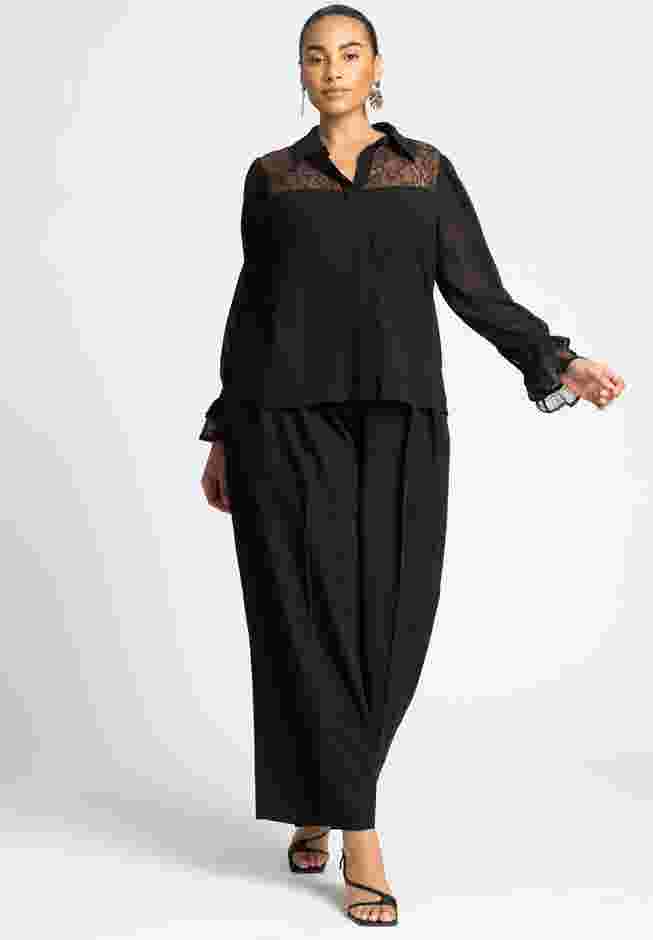 Lace Yoke Top With Ruffles image number 2