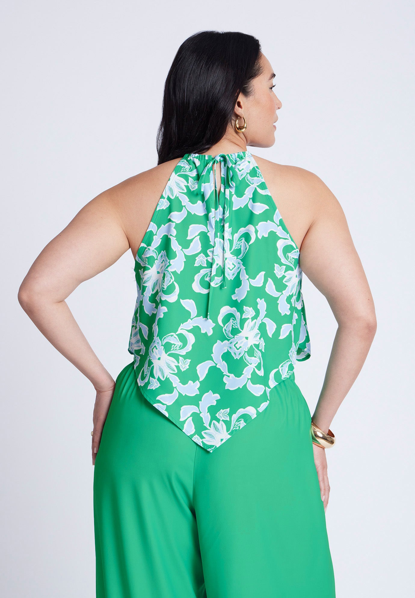 Printed Scarf Halter Top image number 2