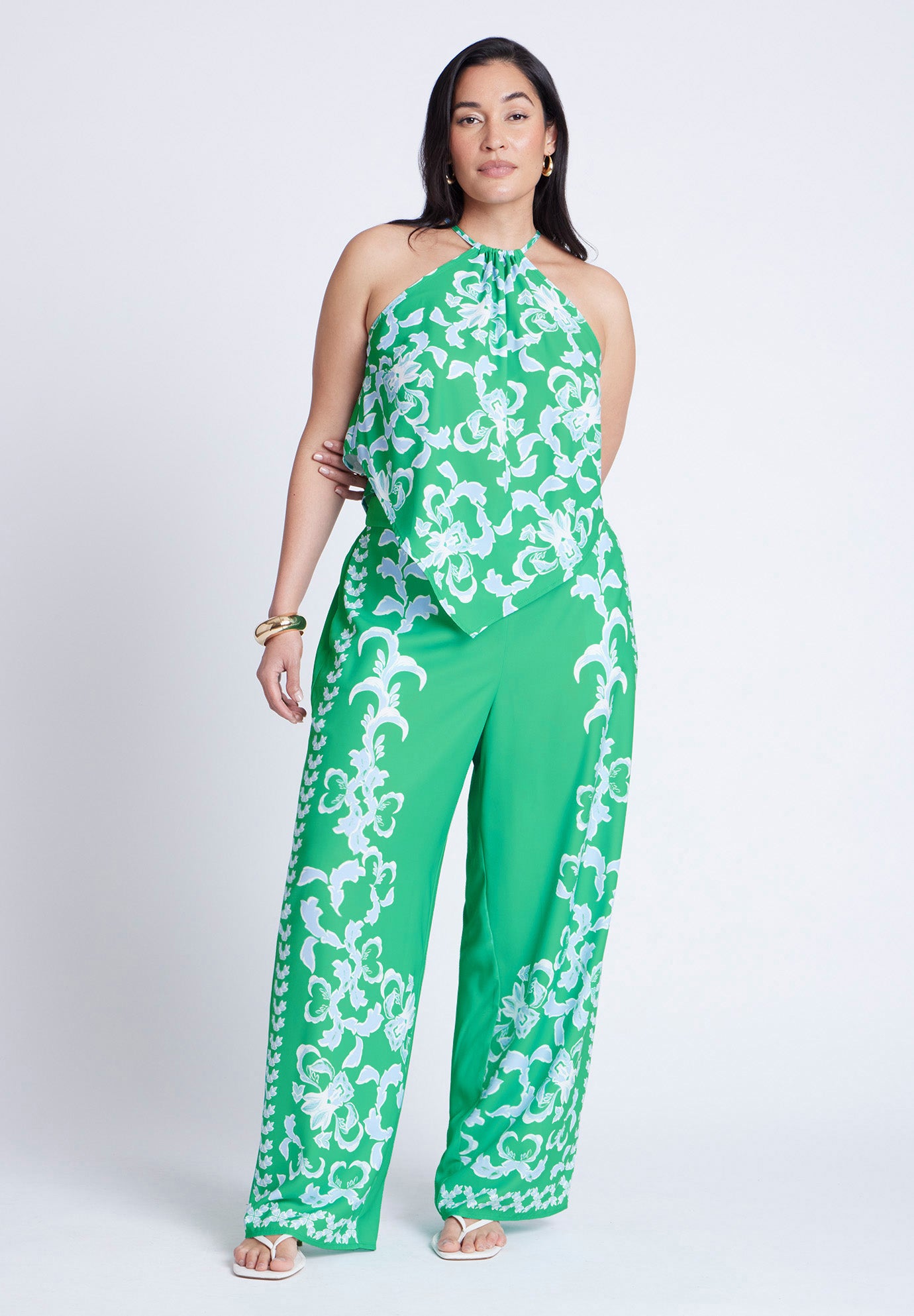 Printed Scarf Halter Top image number 3