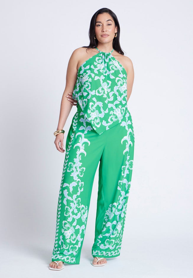 Printed Scarf Halter Top image number 3