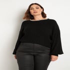 Pearl Neckline Sweater image number null