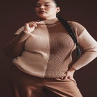 Mock Neck Colorblock Sweater image number null