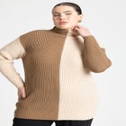 Mock Neck Colorblock Sweater image number null