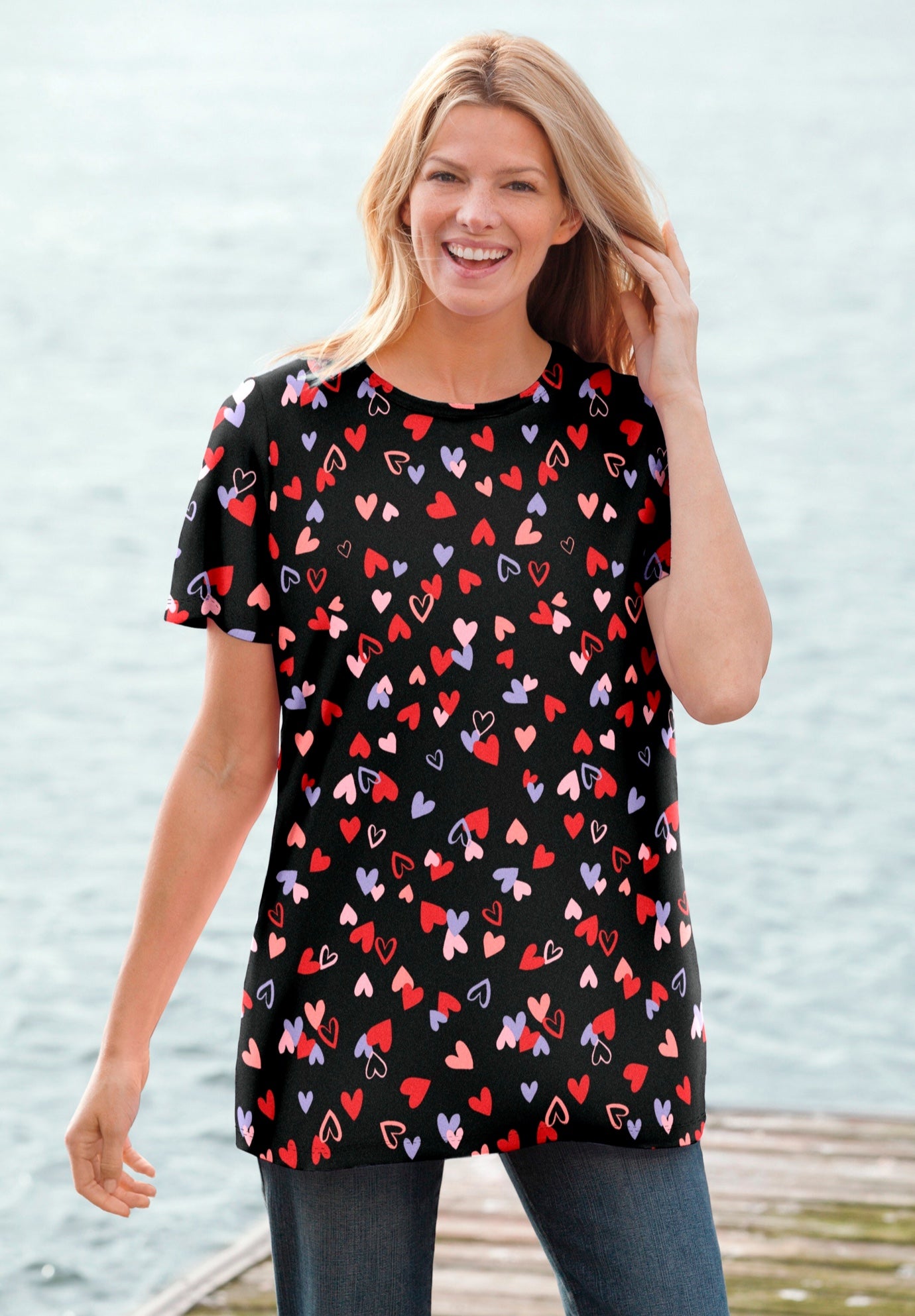 Perfect Printed Short-Sleeve Crewneck Tee image number 0