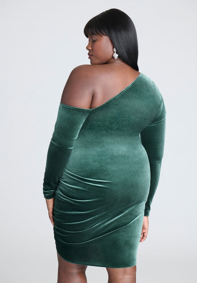 Shirred Velvet Mini Dress image number 1