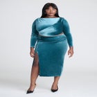 Velvet Maxi Skirt With Slit image number null