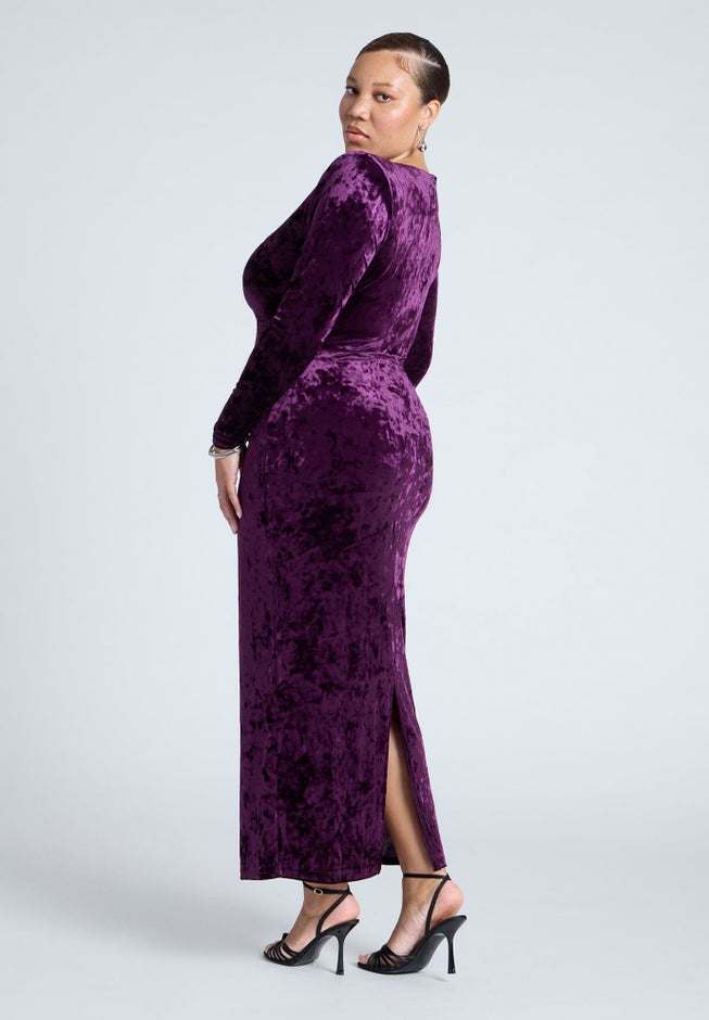 Twist Bodice Velvet Maxi Dress image number null