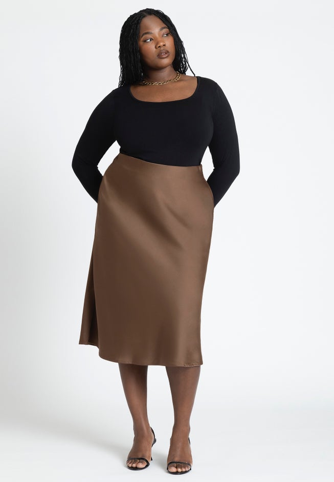 Satin Midi Skirt image number null