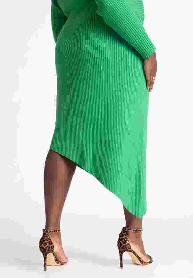 Asymmetrical Ribbed Knit Skirt image number 1