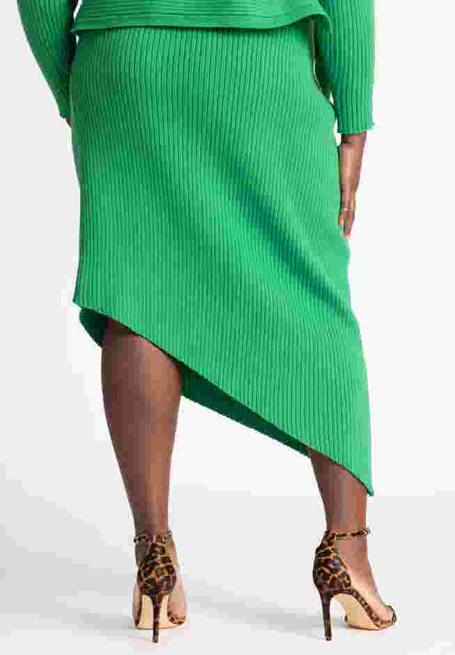 Asymmetrical Ribbed Knit Skirt image number 3