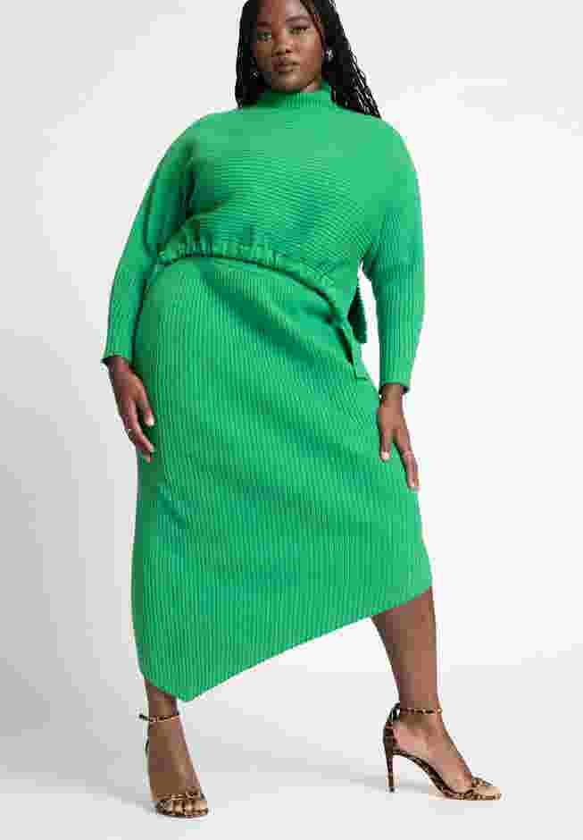 Asymmetrical Ribbed Knit Skirt image number 4