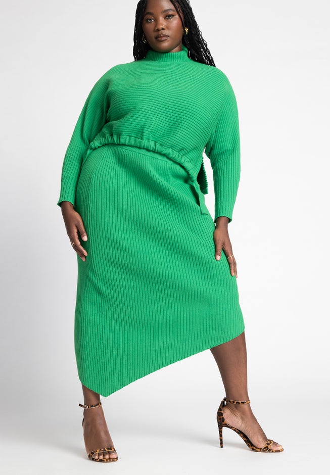 Asymmetrical Ribbed Knit Skirt image number null