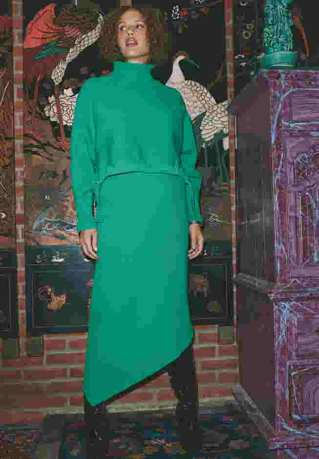 Asymmetrical Ribbed Knit Skirt image number 0