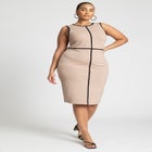 Sleeveless Piped Workwear Dress image number null