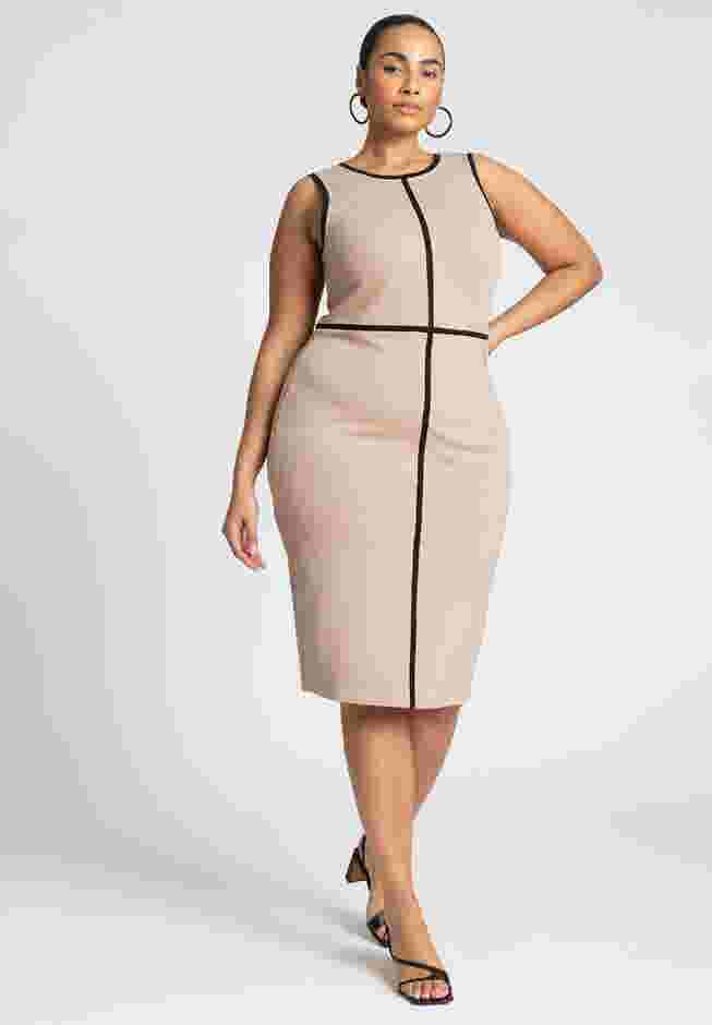 Sleeveless Piped Workwear Dress image number 1
