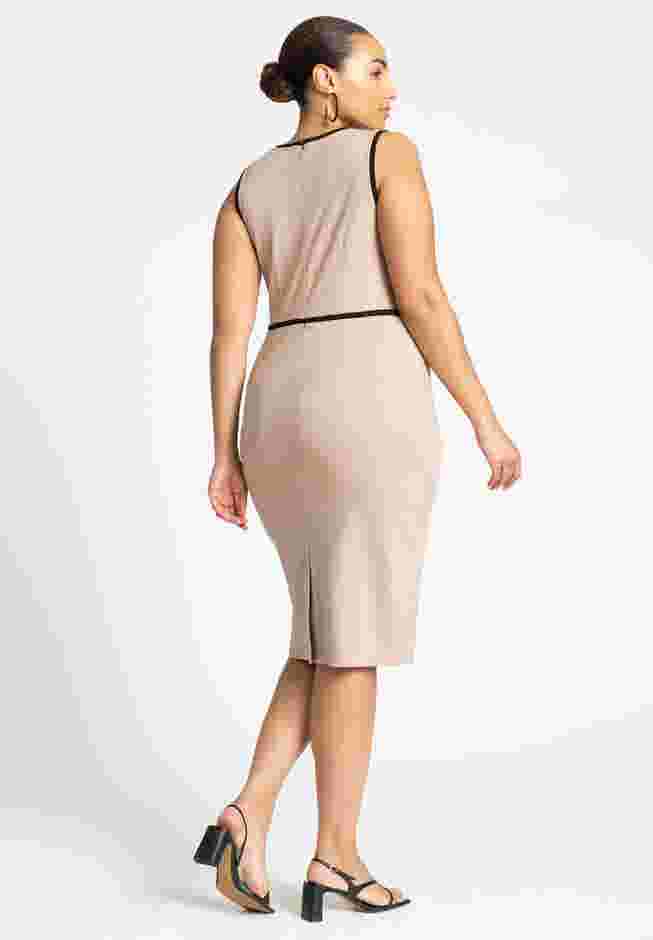 Sleeveless Piped Workwear Dress image number 2