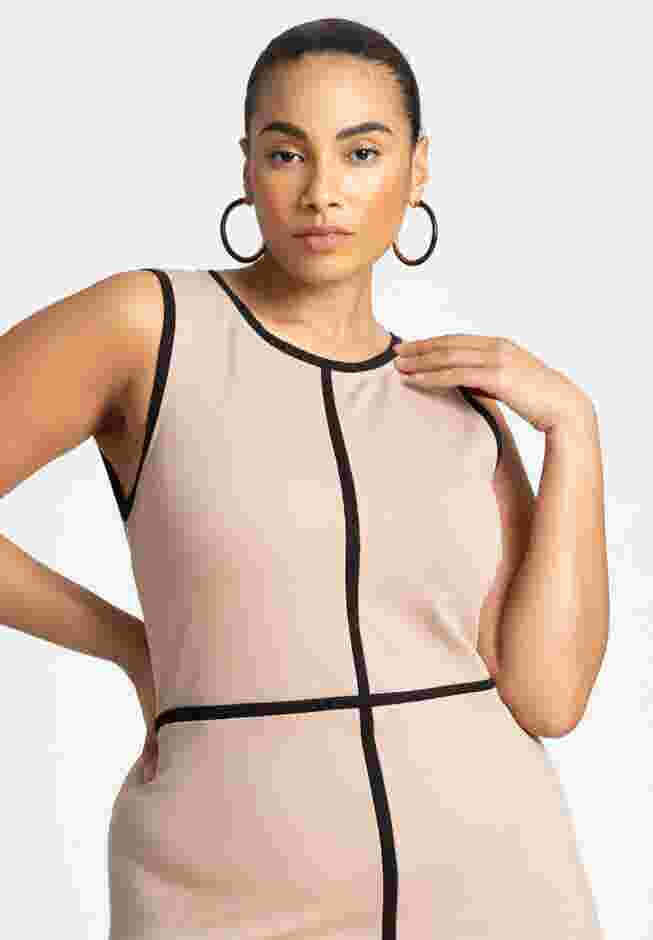 Sleeveless Piped Workwear Dress image number 3