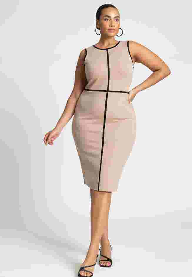 Sleeveless Piped Workwear Dress image number 0