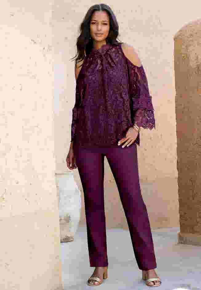 Lace Cold-Shoulder Top image number 3