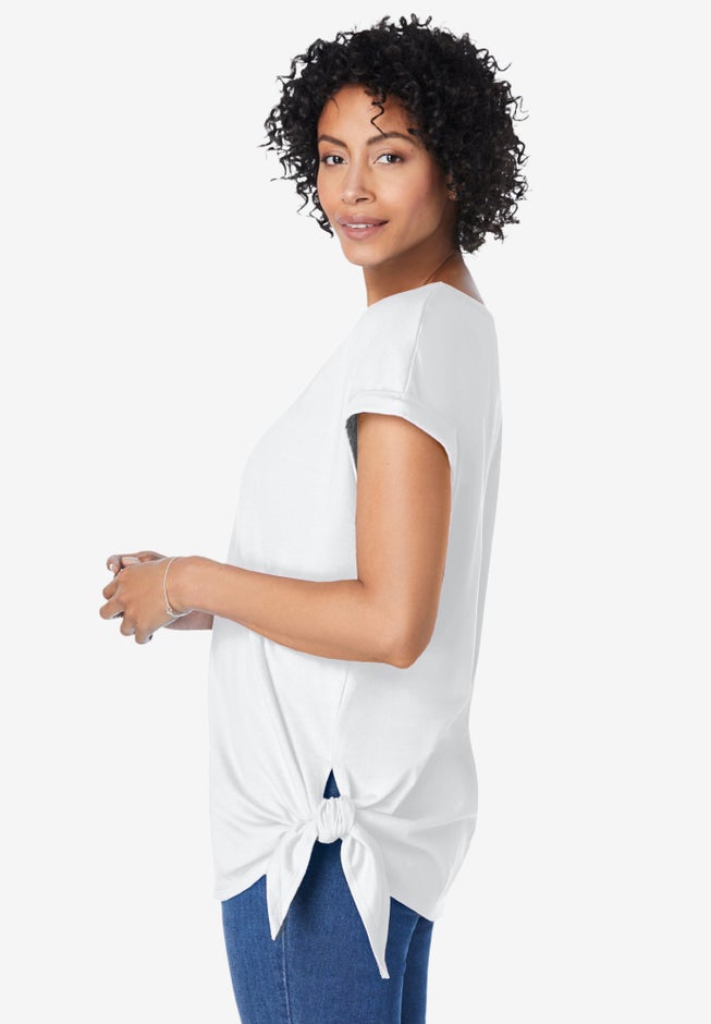 SIDE TIE KNIT TEE image number 2