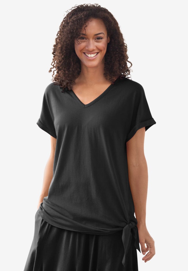 SIDE TIE KNIT TEE image number 0