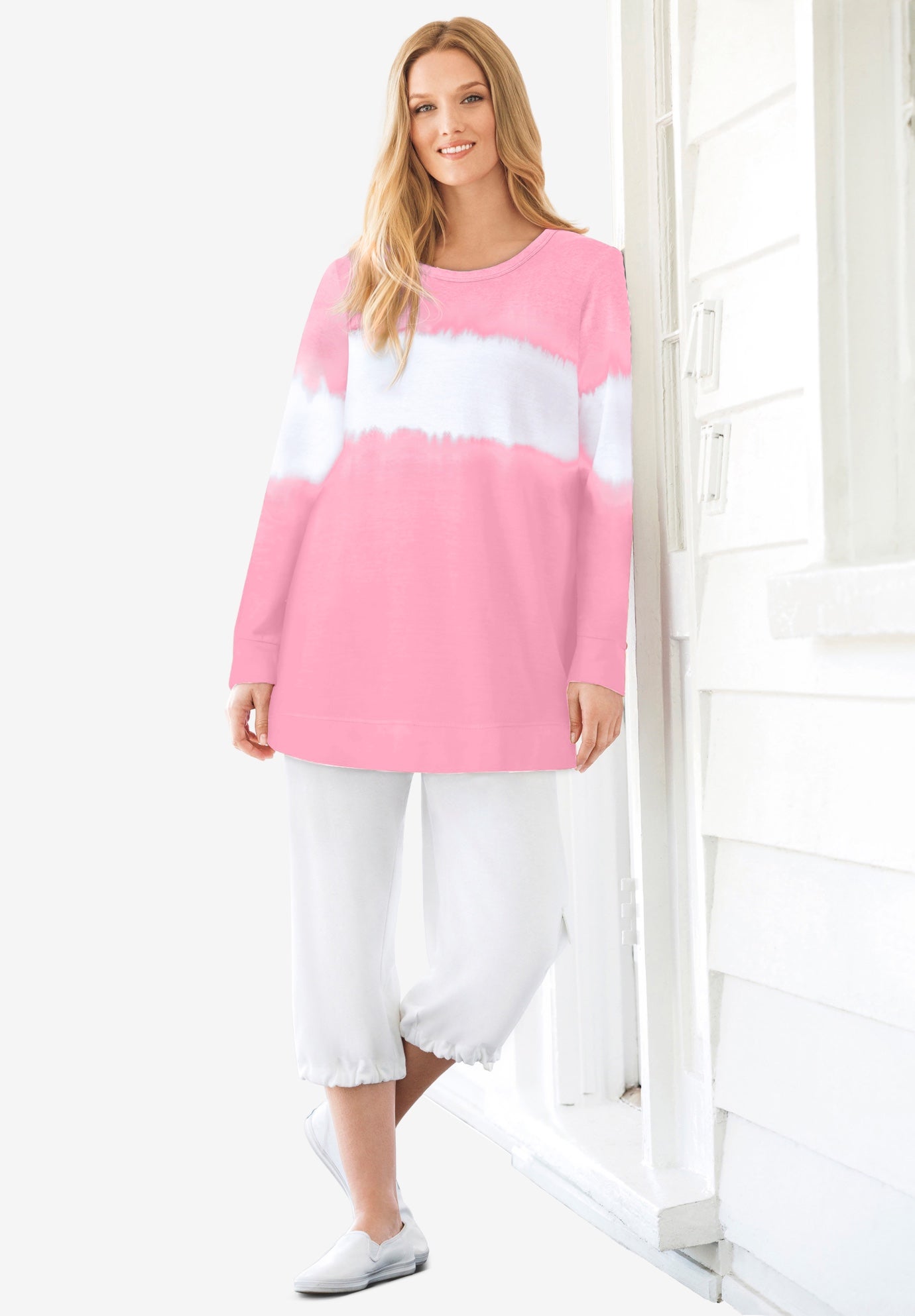 Tie-dyed knit sweatshirt tunic image number 0