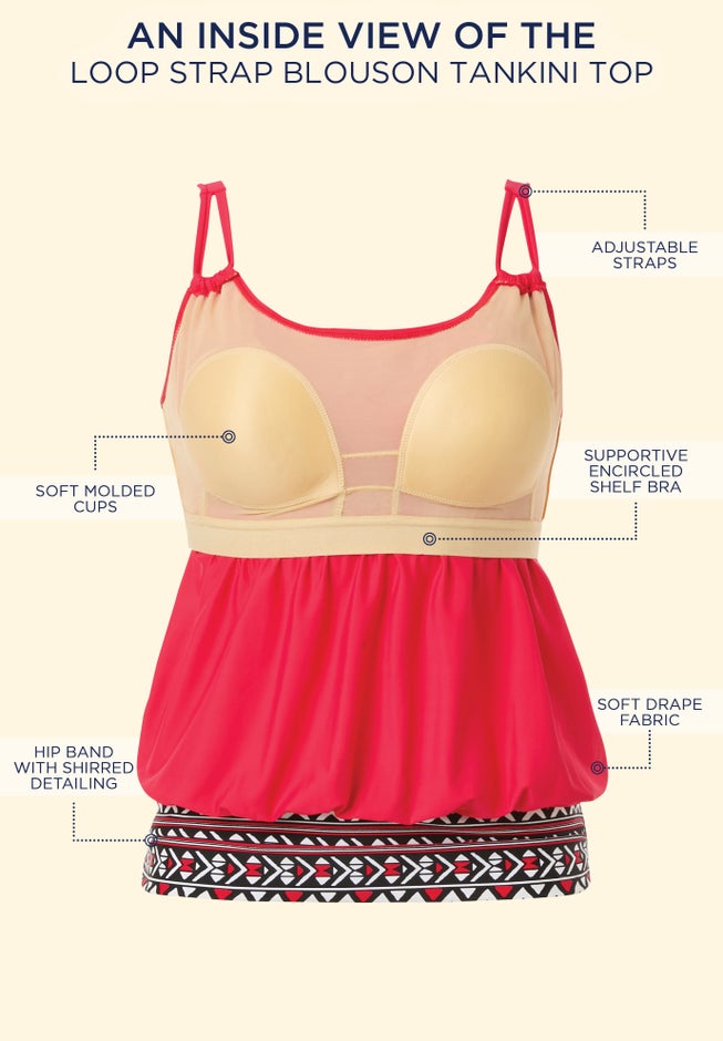 Loop Strap Blouson Tankini Top image number 2
