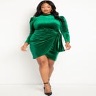 Velvet Mini Dress with Wrap Skirt image number null