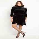 Velvet Mini Dress with Wrap Skirt image number 0
