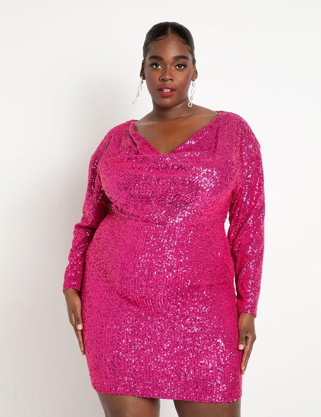Mini Cowl Sequin Dress image number 1