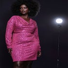 Mini Cowl Sequin Dress image number null