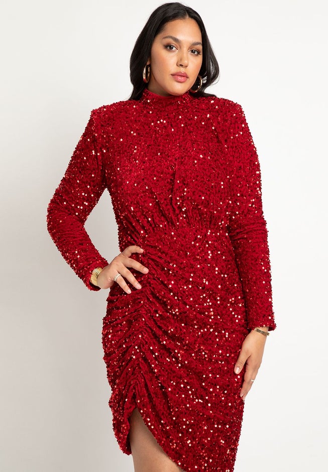 Ruched Sequin Dress image number 1