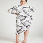 Printed Velvet Mock Neck Dress image number null