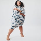 Printed Velvet Mock Neck Dress image number null