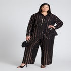Relaxed Striped Sequin Pant image number null