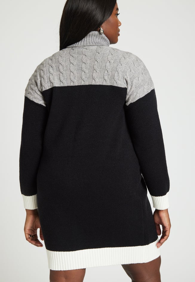 Colorblocked Sweater Mini Dress image number null