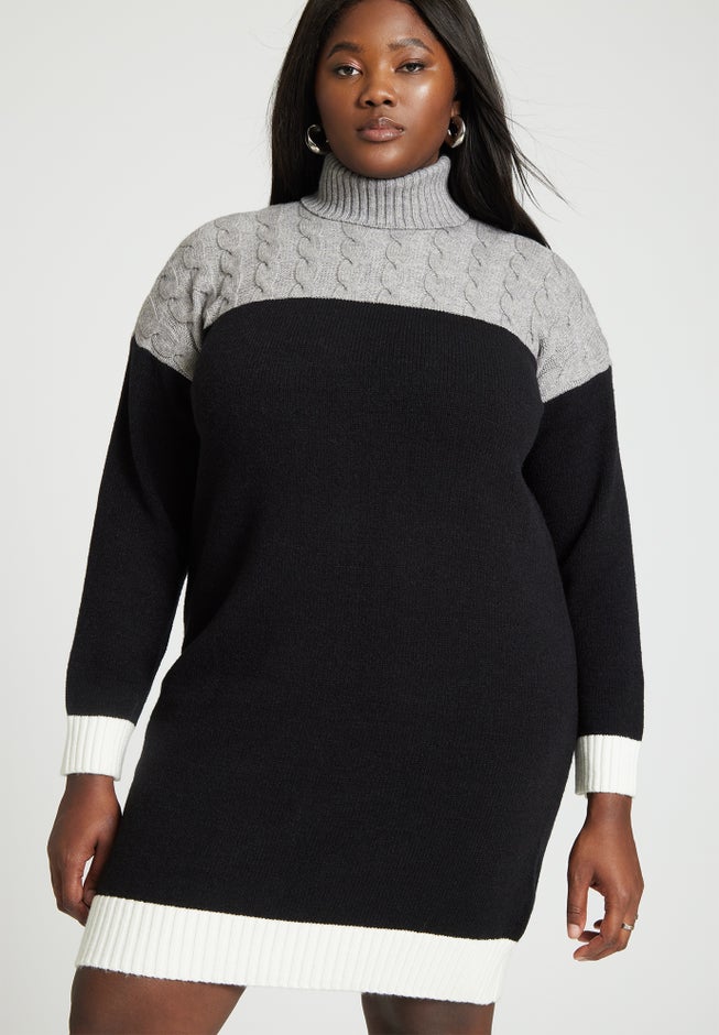 Colorblocked Sweater Mini Dress image number null