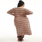 Faux Wrap Sweater Midi Dress image number null