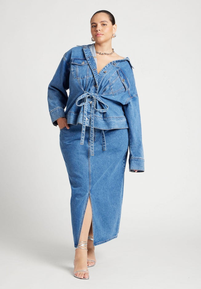 Denim Jacket With Cinched Waist image number null