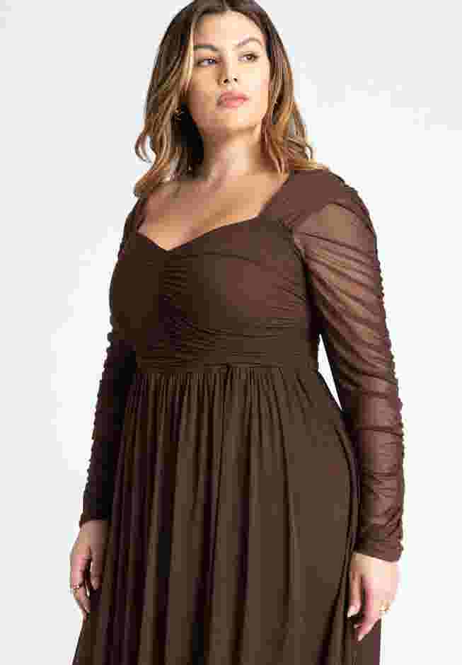 Shirred Mesh Midi Dress image number 2