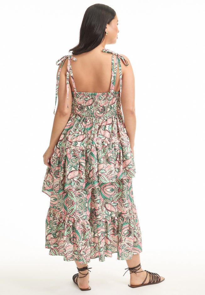 Tiered Smocked Midi Dress image number 1