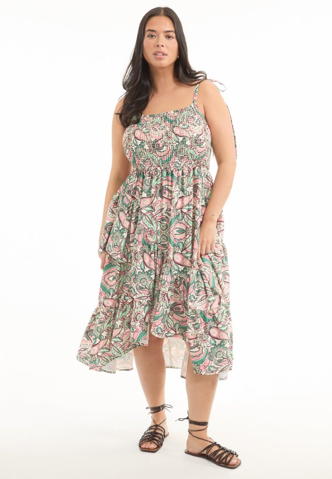 Tiered Smocked Midi Dress image number 0