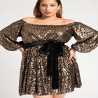 Sequin Mini Dress With Bow image number null
