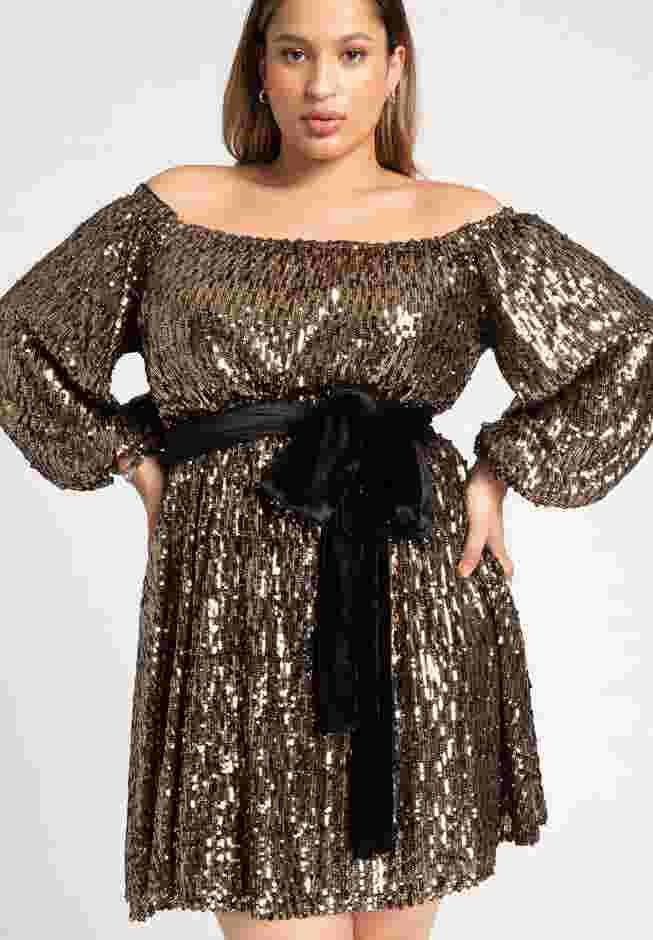 Sequin Mini Dress With Bow image number 1