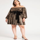 Sequin Mini Dress With Bow image number null
