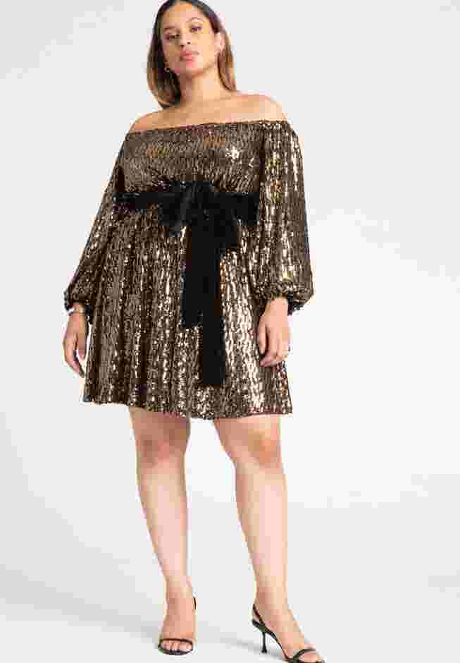 Sequin Mini Dress With Bow image number 0