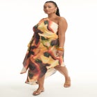 Asymmetrical One-Sleeve Cape Dress image number null