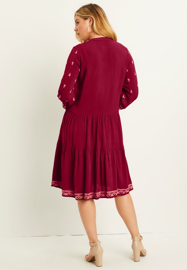 Coraline Embroidered Peasant Dress image number 1